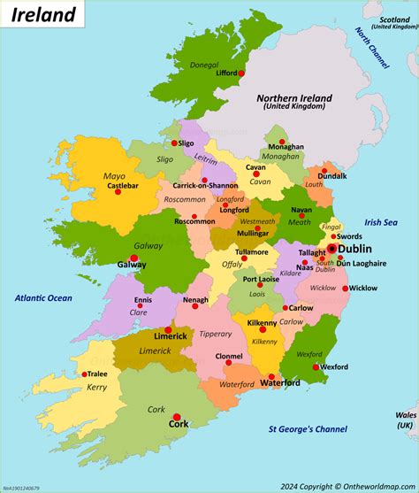 map of ireland with counties and towns|Map of Ireland with places to visit .
